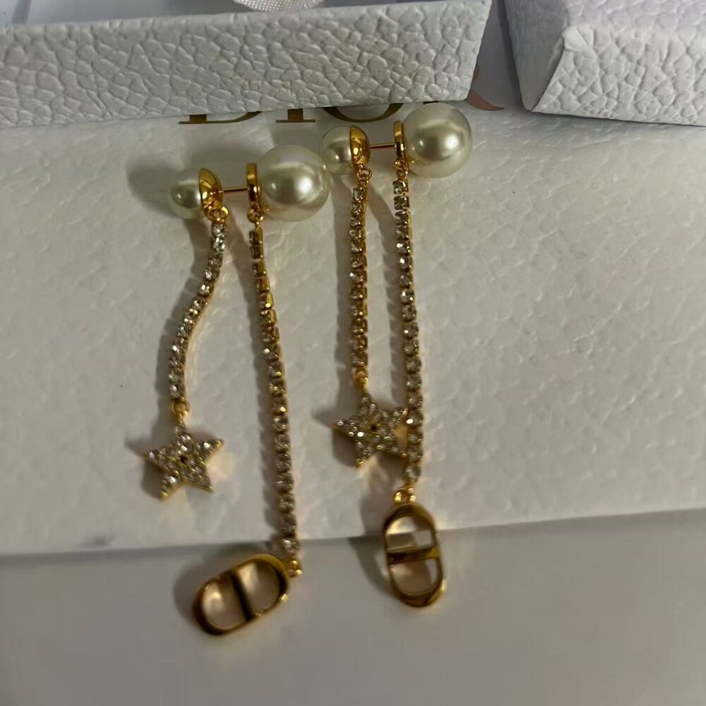 ✨ Stunning Dior Tribales Earrings - Pearls & Gold with Rhinestones ✨